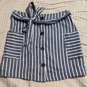 Striped Blue and White Button-Up Skirt